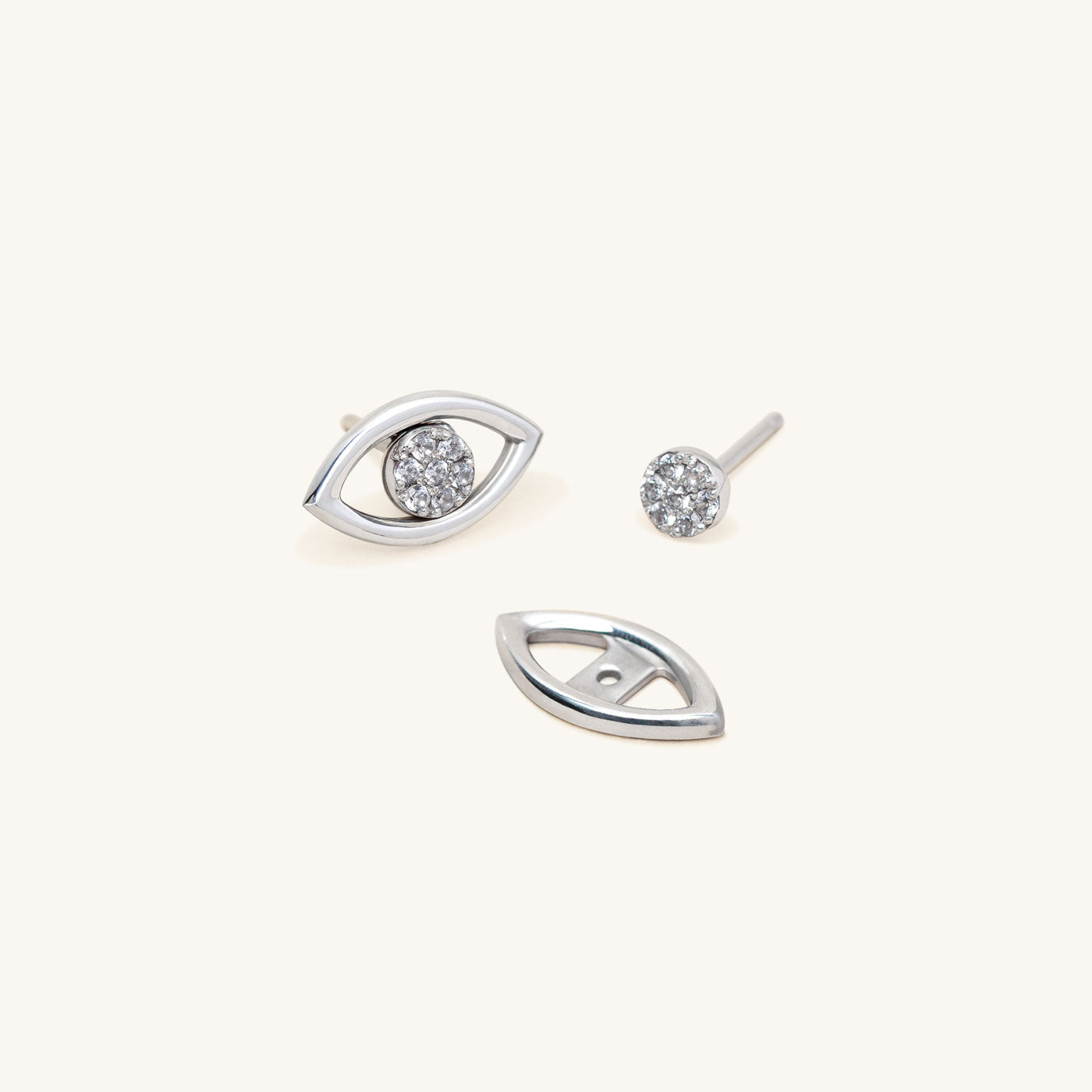 Aretes 2 en 1 Ojo Pavé